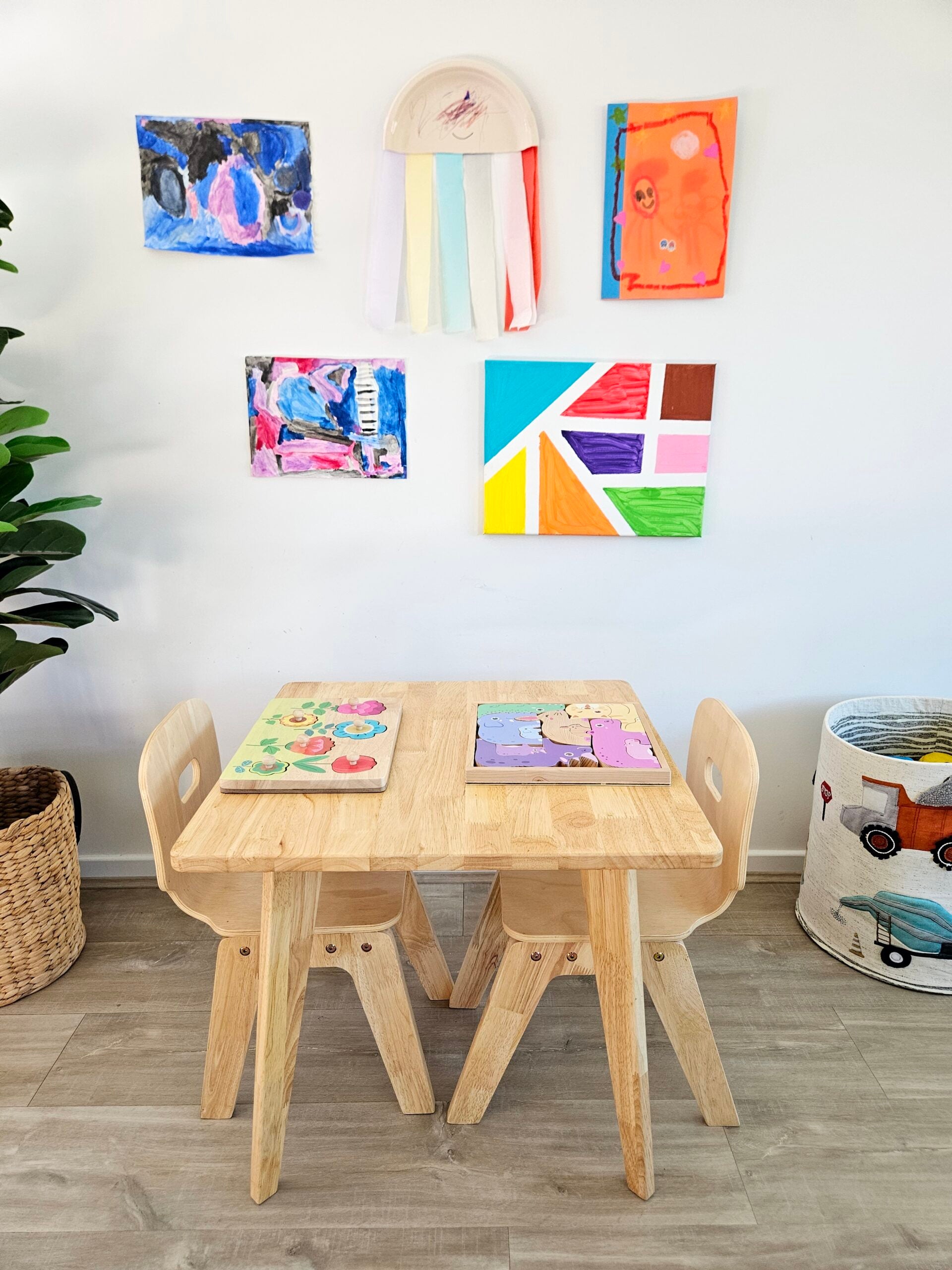Danish Square Table and 2 Chairs