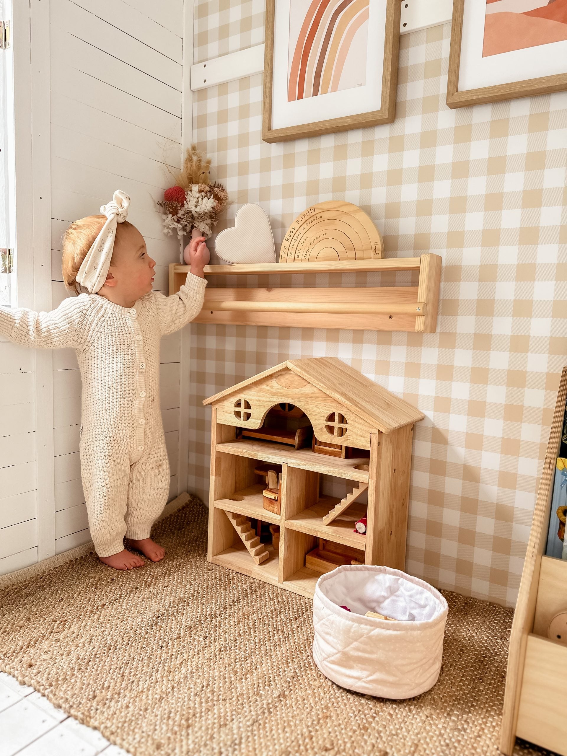 Classic Wooden Dollhouse + Furniture